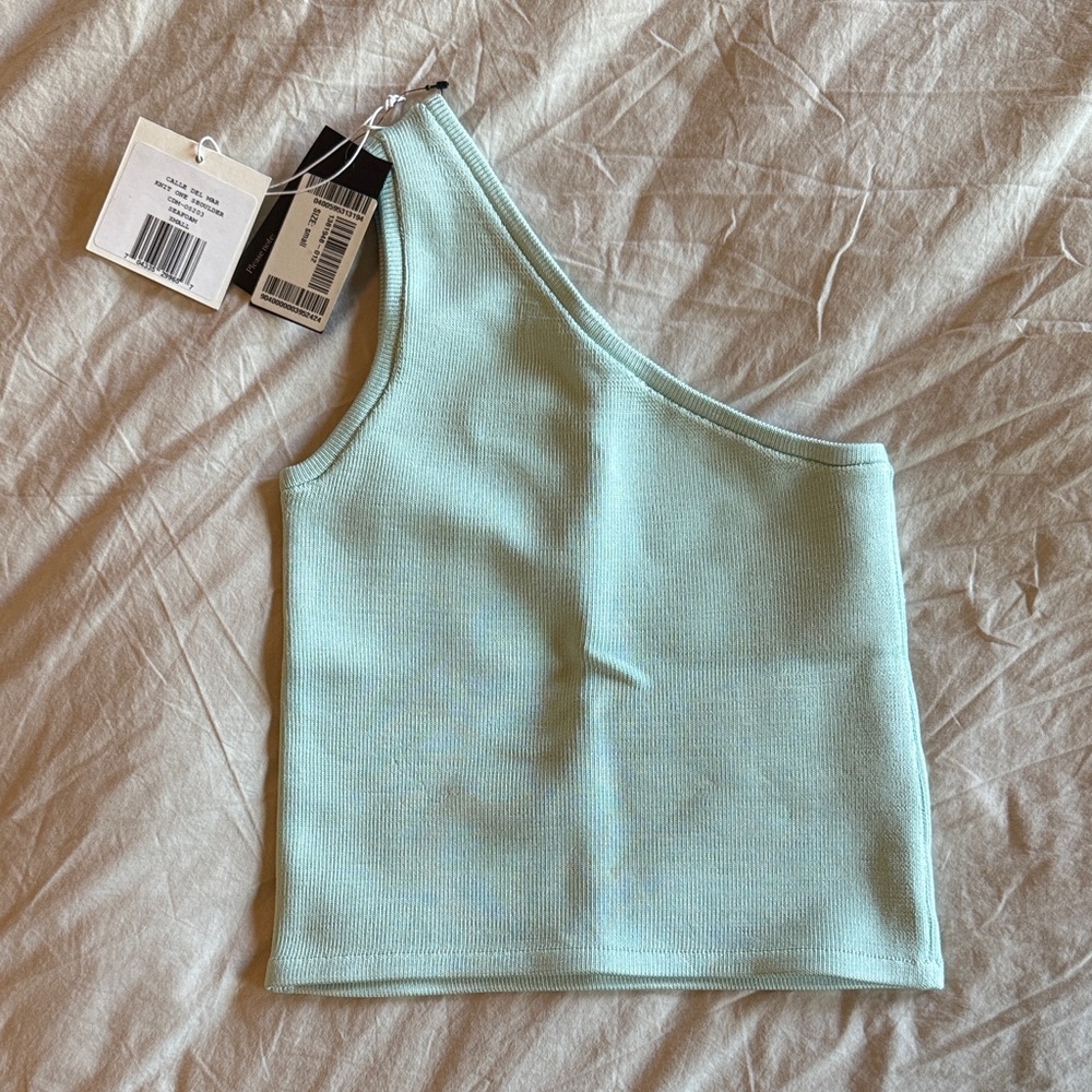 Calle Del Mar One-Shoulder Knit Seafoam Top